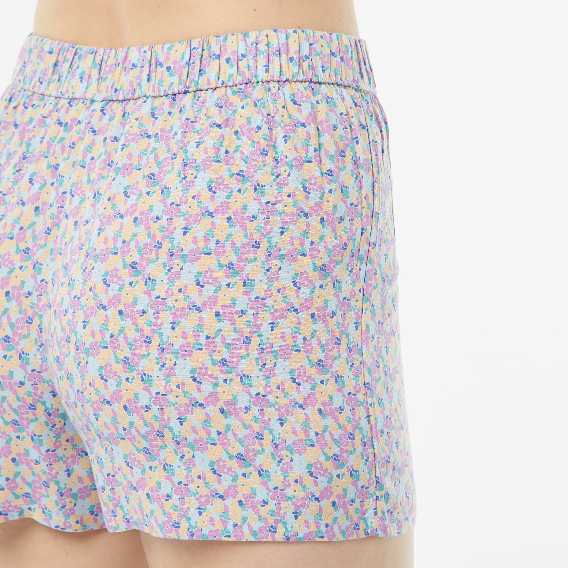 Pyjama short 2 pièces - chemisier + pantalon imprimé BLEU/VIOLET