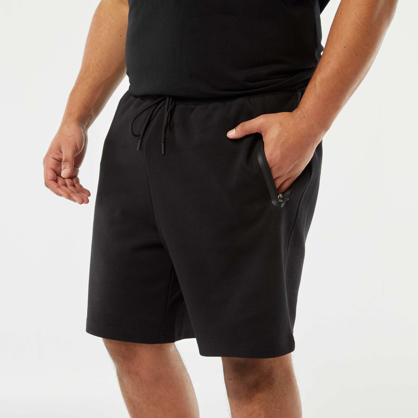 Bermuda esprit sport en maille piquée NOIR