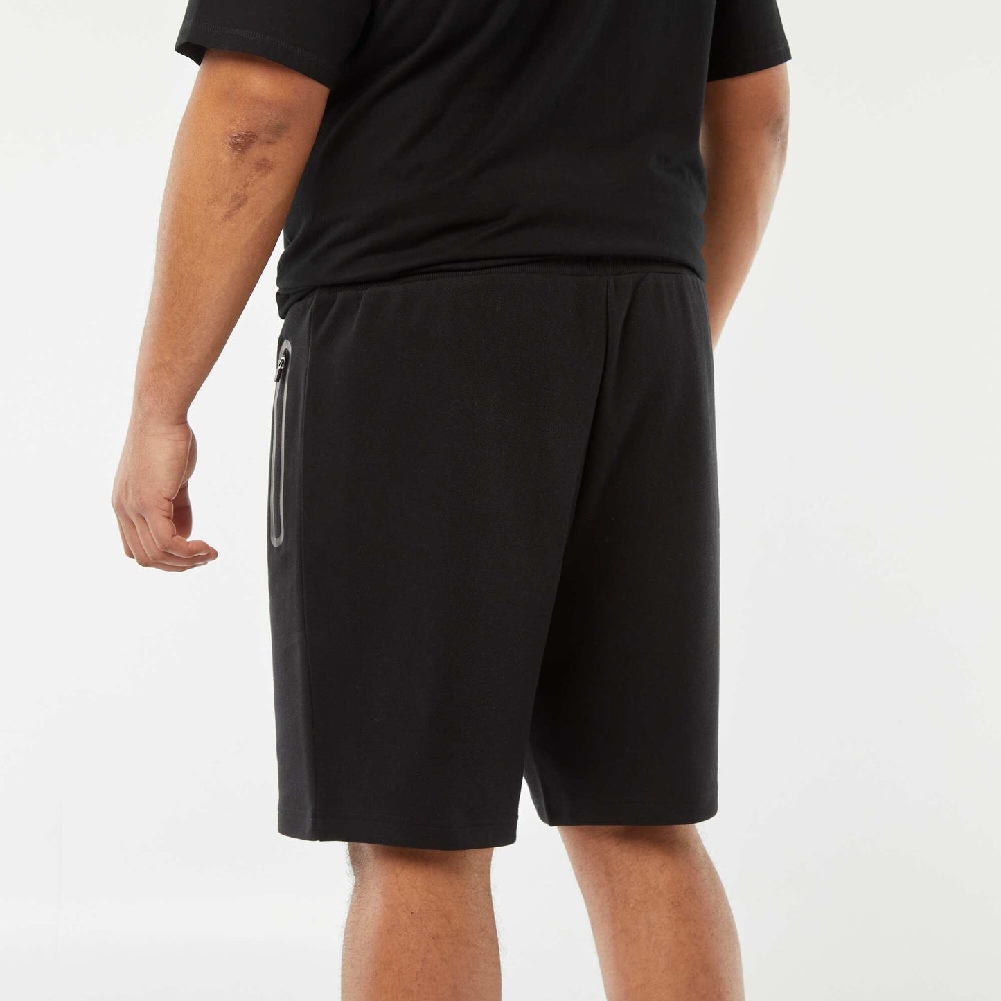 Bermuda esprit sport en maille piquée NOIR