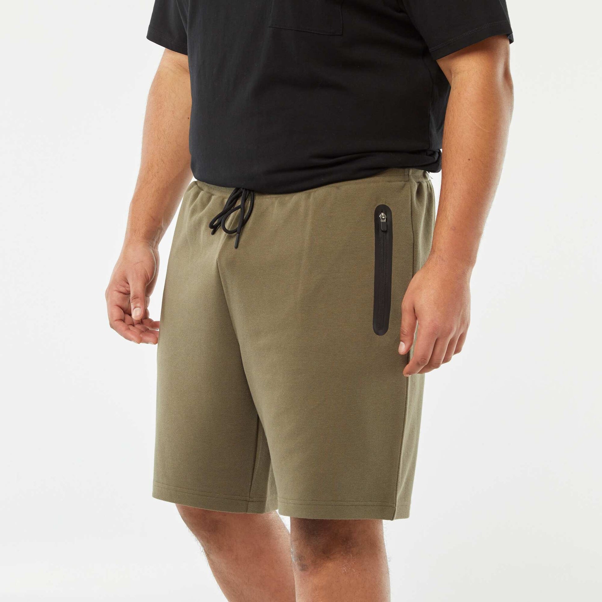 Bermuda esprit sport en maille piquée KAKI