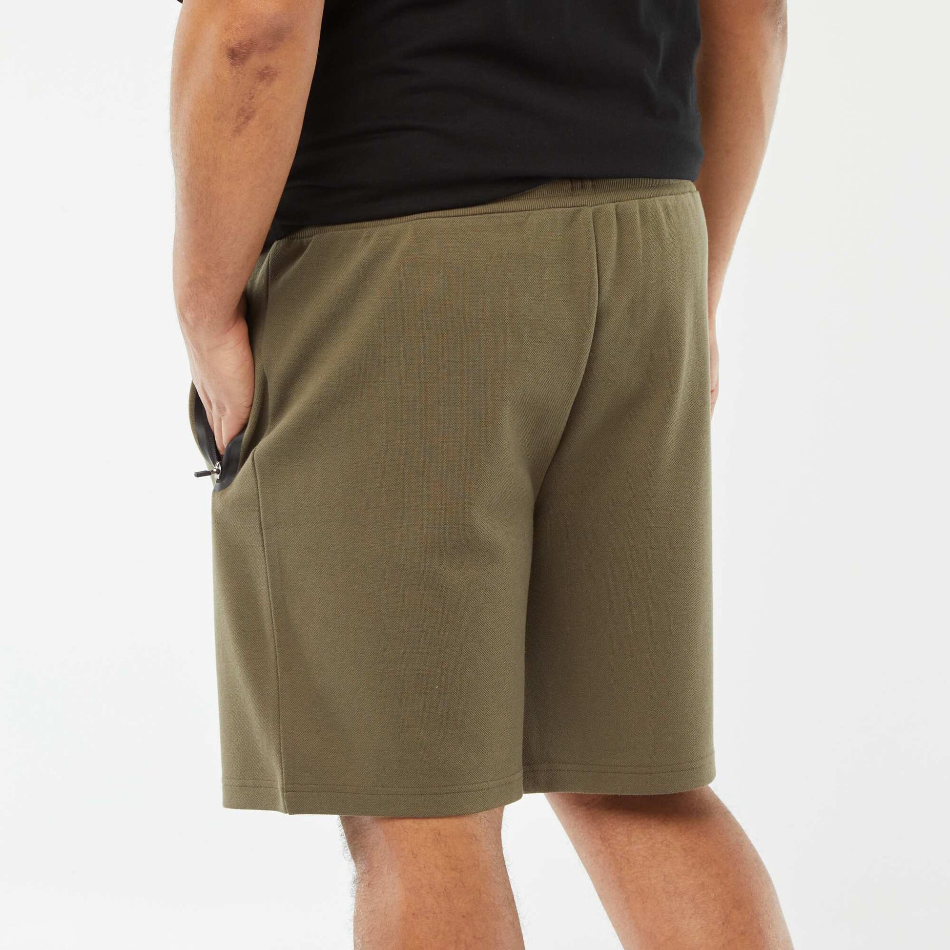Bermuda esprit sport en maille piquée KAKI