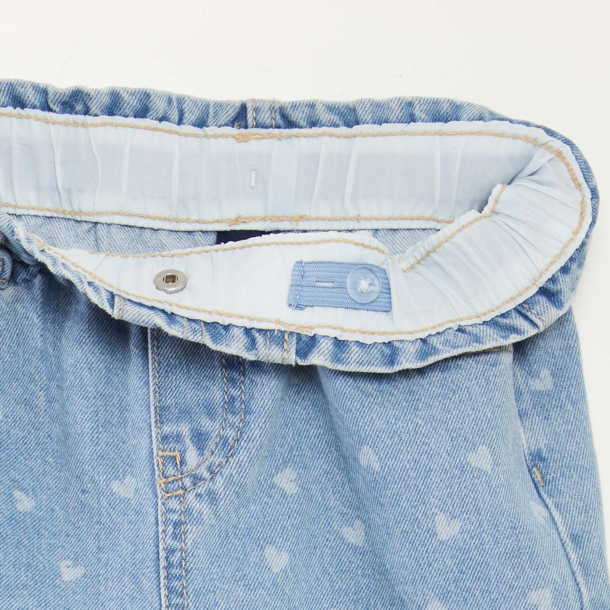 Jean wide leg avec broderies cœurs BLEU