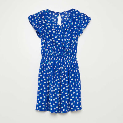 Robe courte imprimée et volantée MARINE