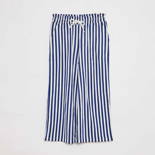 Pantalon large à rayures BLEU