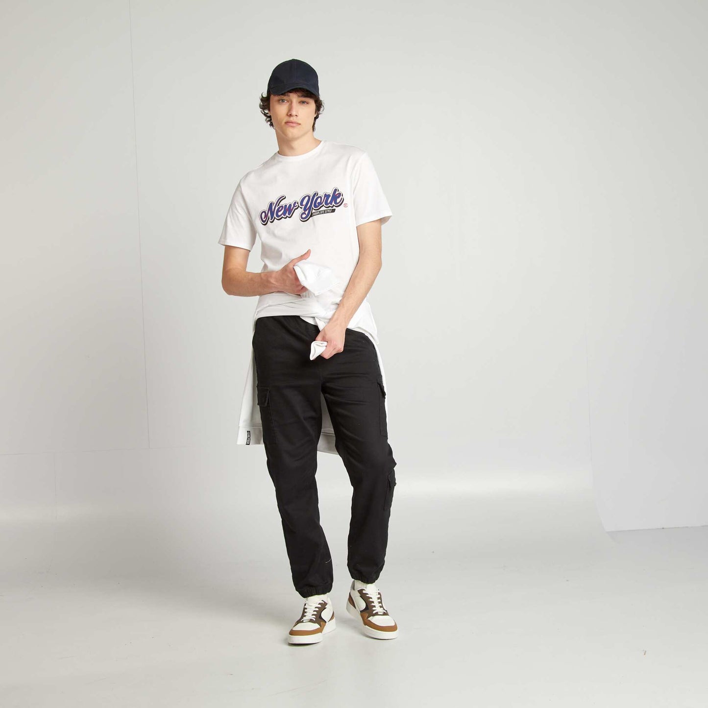 Pantalon esprit 'jogger' multipoches NOIR