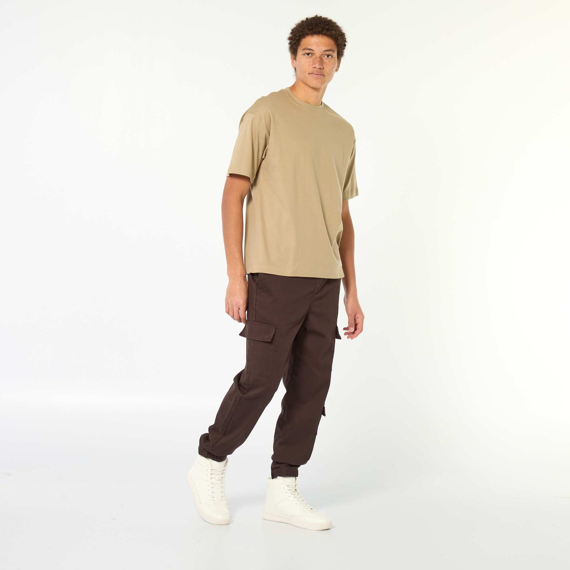 Pantalon esprit 'jogger' multipoches MARRON