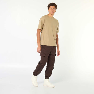 Pantalon esprit 'jogger' multipoches MARRON