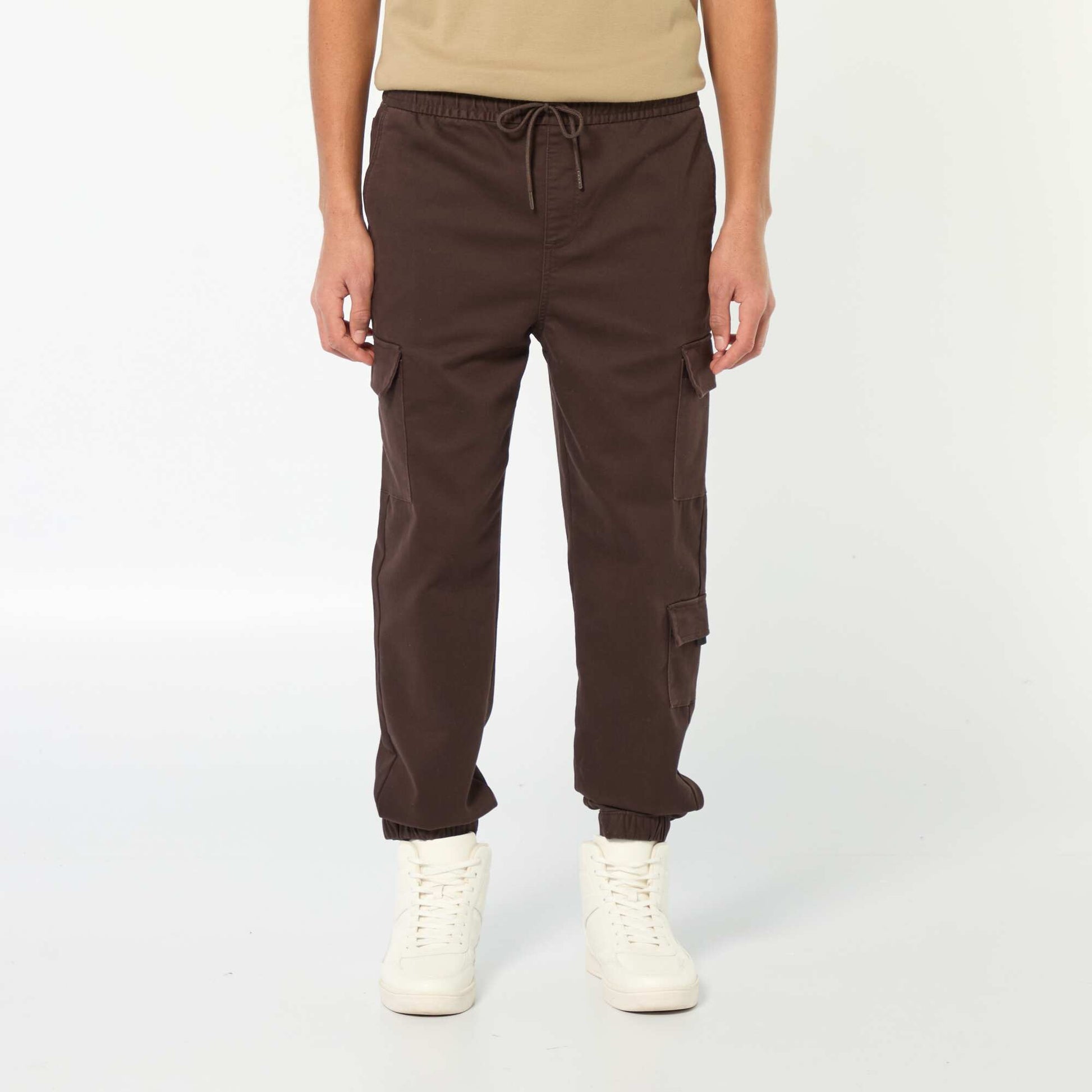 Pantalon esprit 'jogger' multipoches MARRON