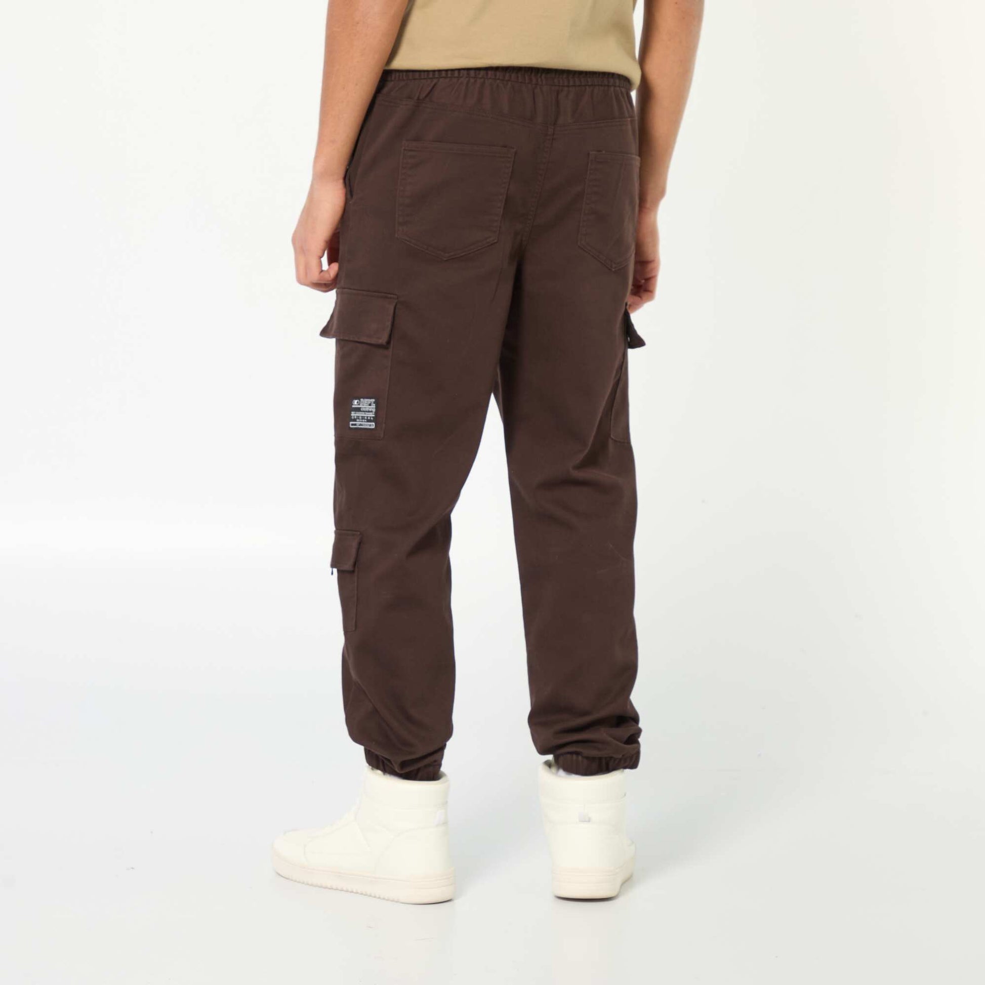 Pantalon esprit 'jogger' multipoches MARRON