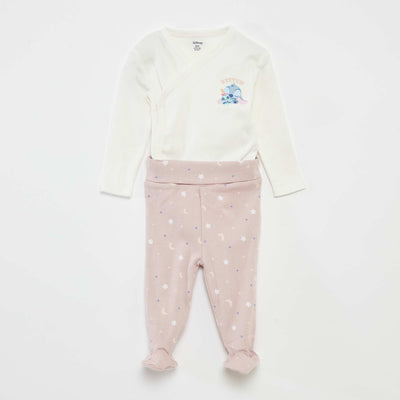 Ensemble body + legging avec pieds 'Stitch' ROSE