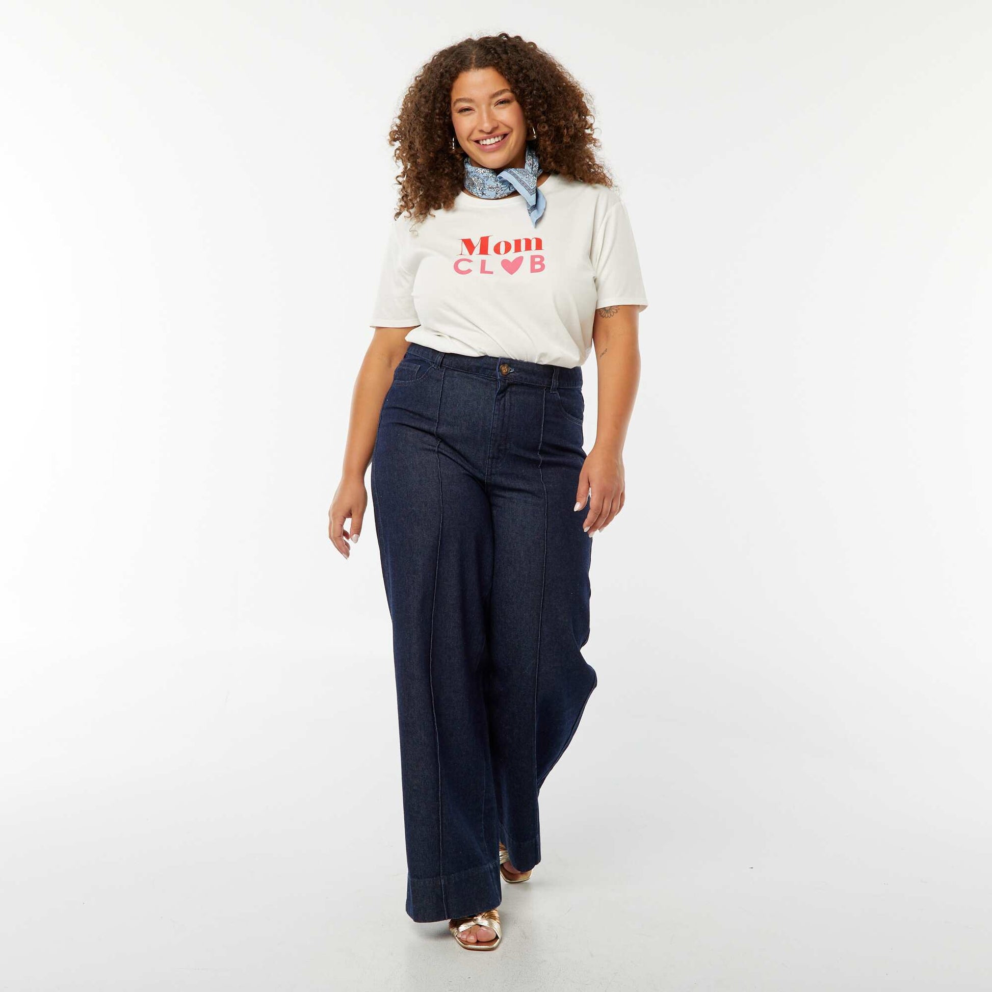 T-shirt imprimé 'fête des mères' manches courtes BLANC