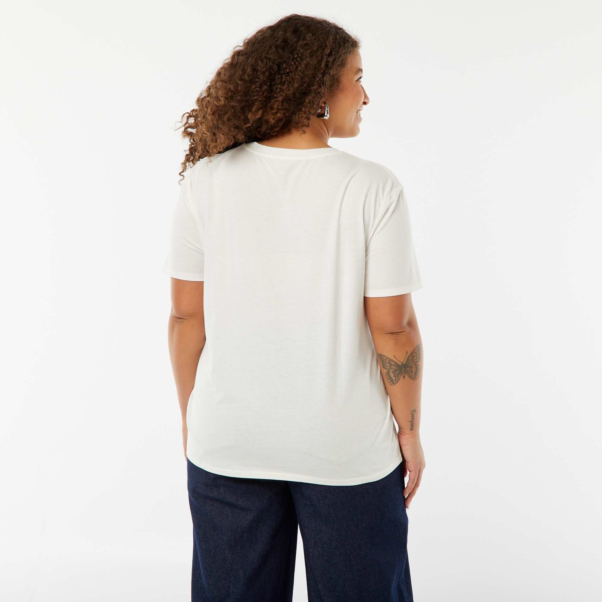 T-shirt imprimé 'fête des mères' manches courtes BLANC