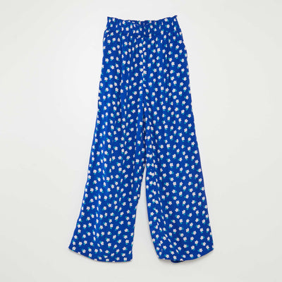 Pantalon large à motif BLEU