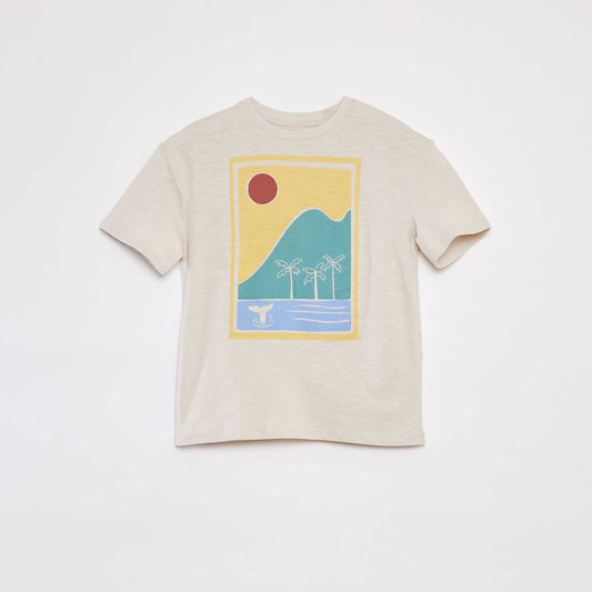 T-shirt imprimé à manches courtes BLANC