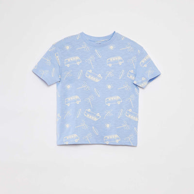 T-shirt imprimé à manches courtes BLEU