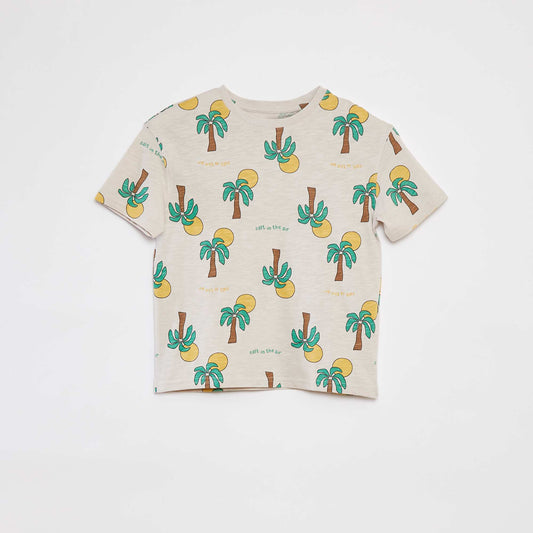T-shirt imprimé à manches courtes BLANC