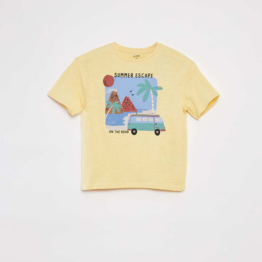T-shirt imprimé à manches courtes JAUNE