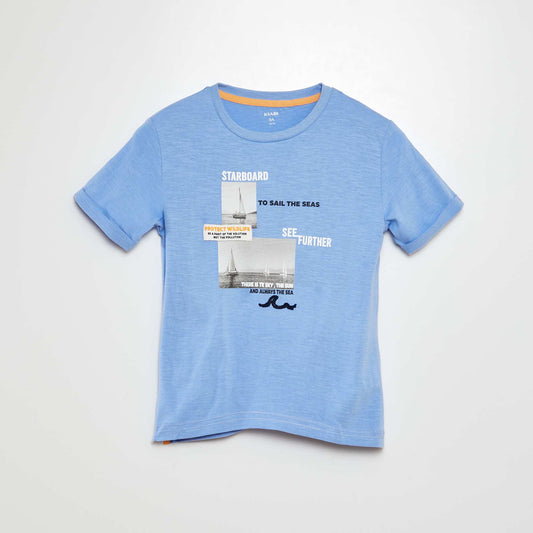 T-shirt imprimé en coton BLEU