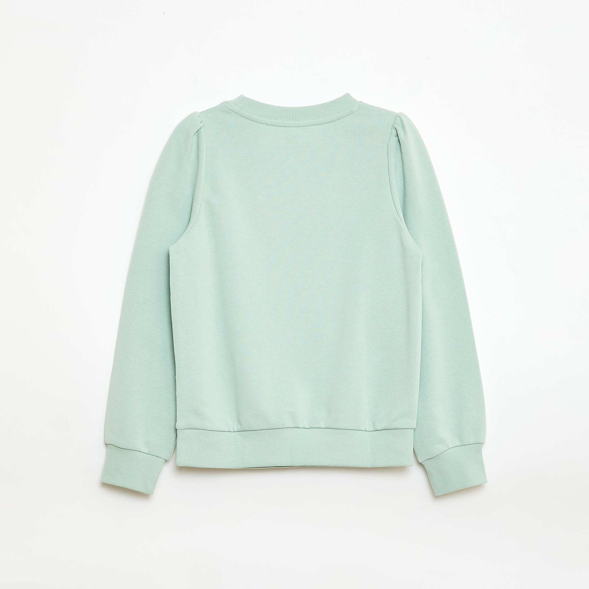 Sweat en molleton uni cœur brodé VERT