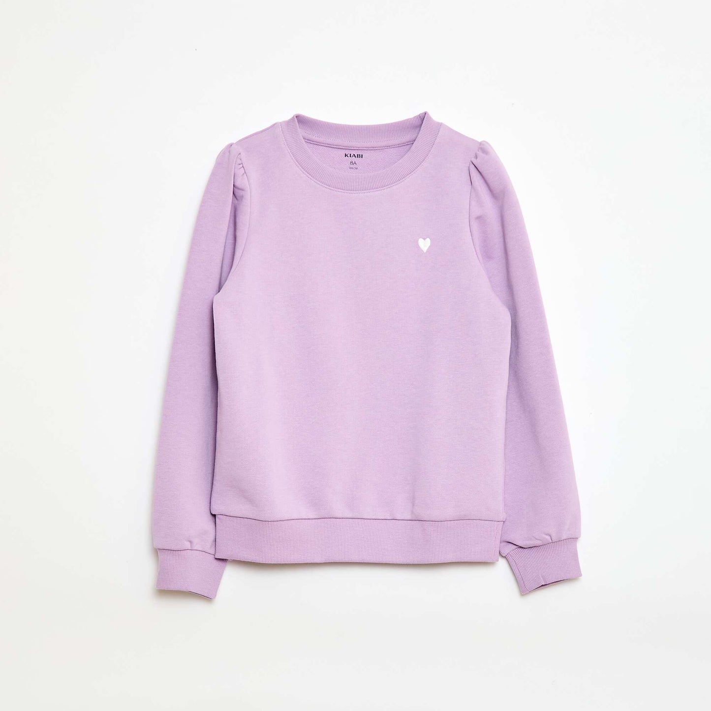 Sweat en molleton uni cœur brodé VIOLET