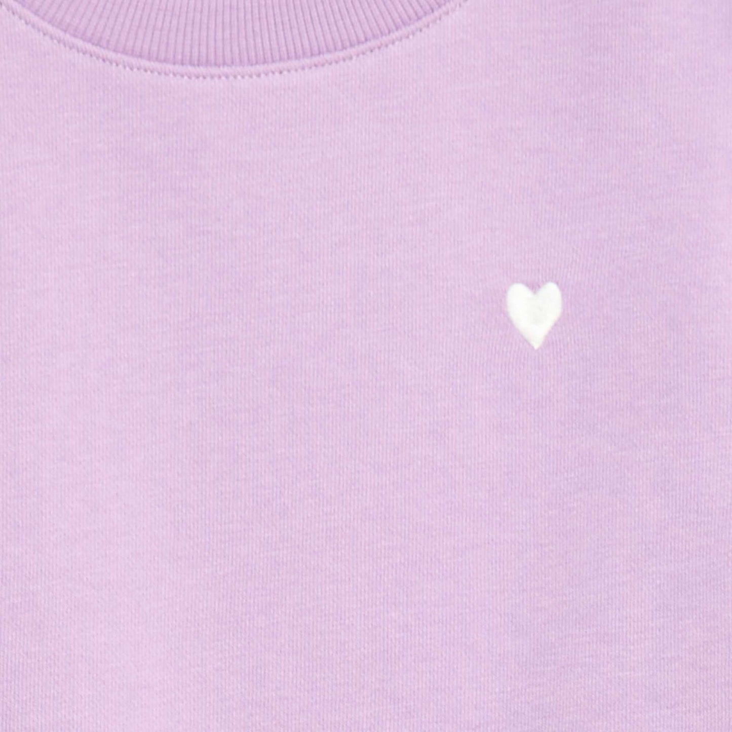 Sweat en molleton uni cœur brodé VIOLET