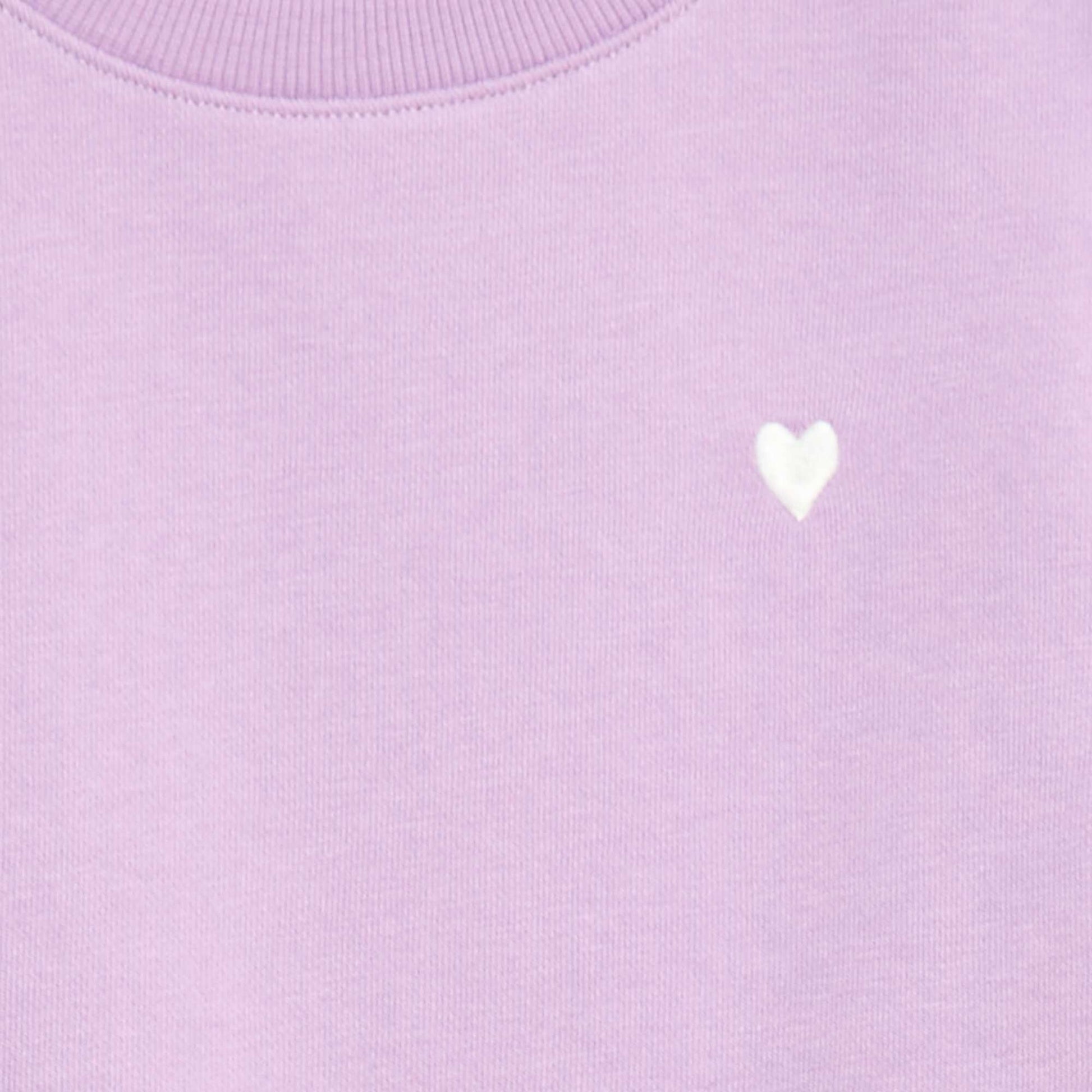 Sweat en molleton uni cœur brodé VIOLET