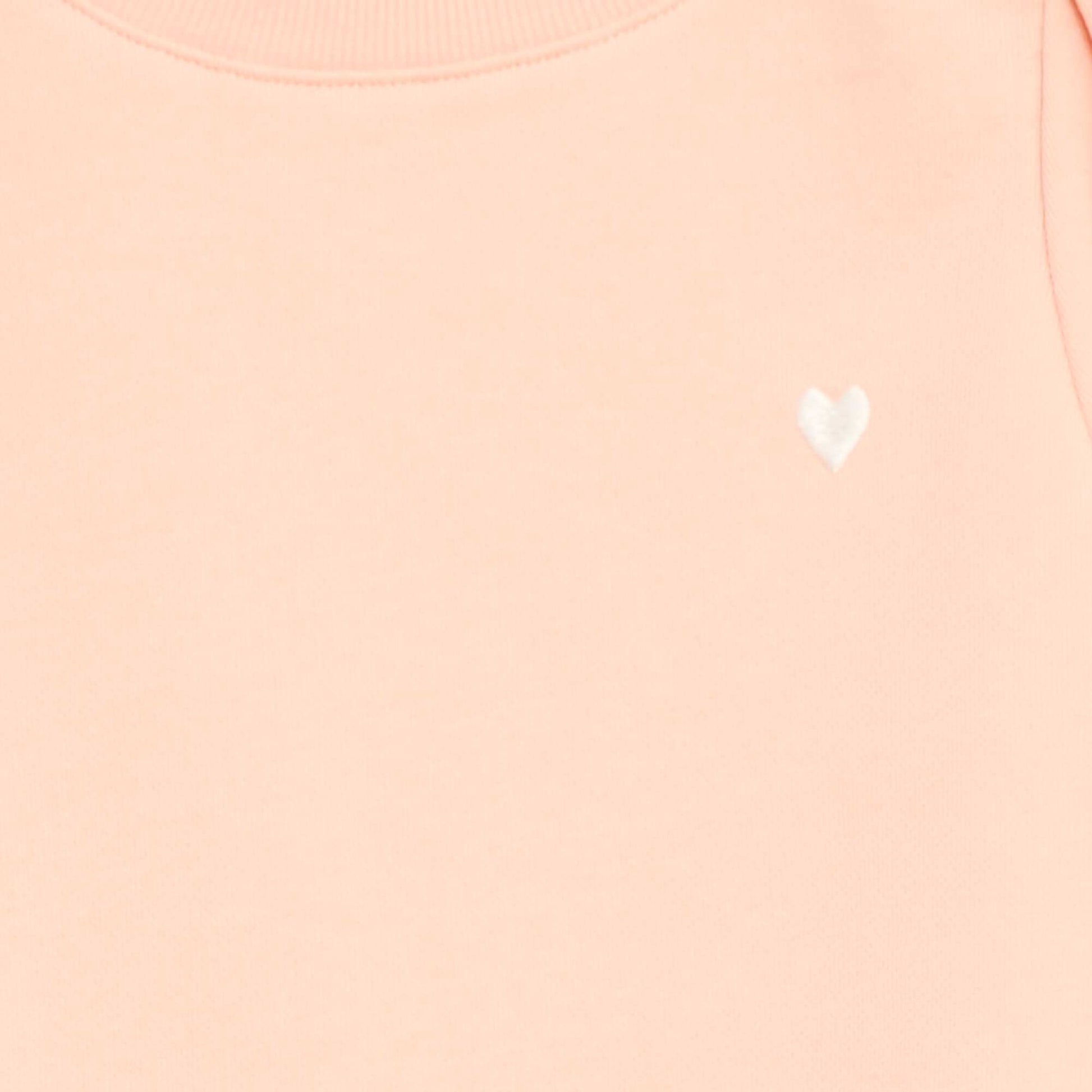 Sweat en molleton uni cœur brodé ORANGE