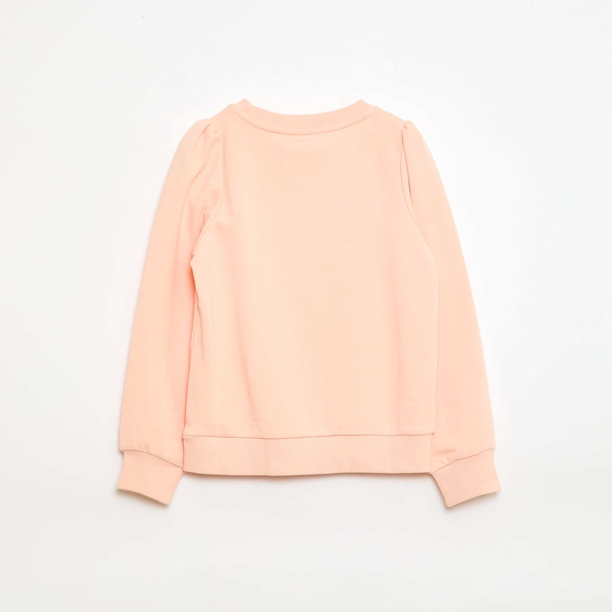 Sweat en molleton uni cœur brodé ORANGE