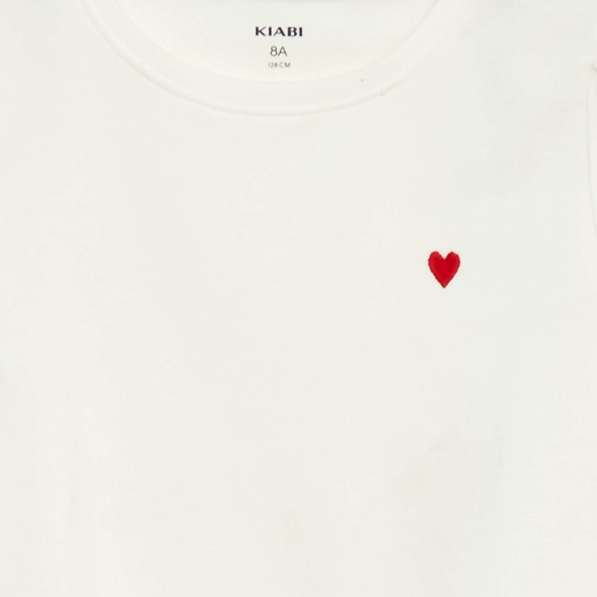 Sweat en molleton uni cœur brodé BLANC