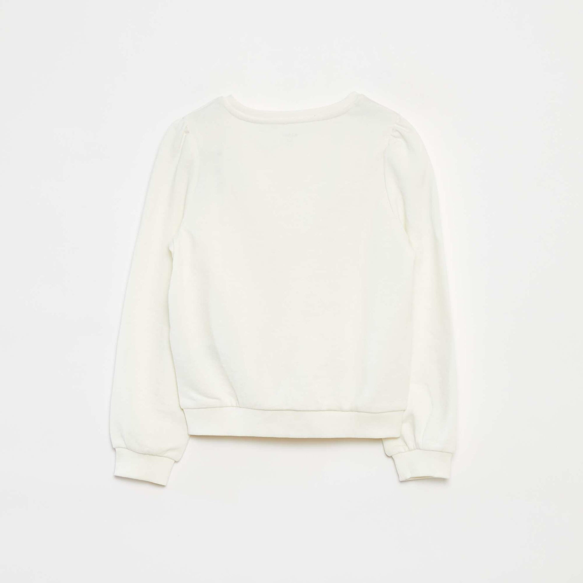 Sweat en molleton uni cœur brodé BLANC