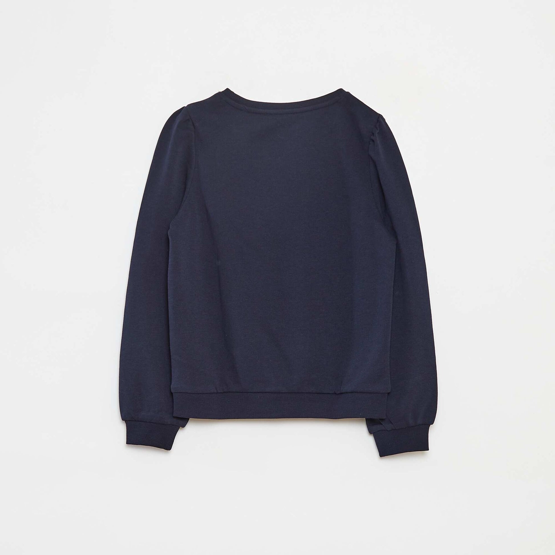 Sweat en molleton uni cœur brodé BLEU