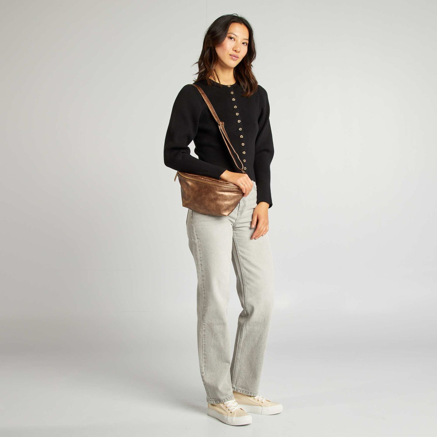 Gilet en maille côtelée avec manches larges NOIR