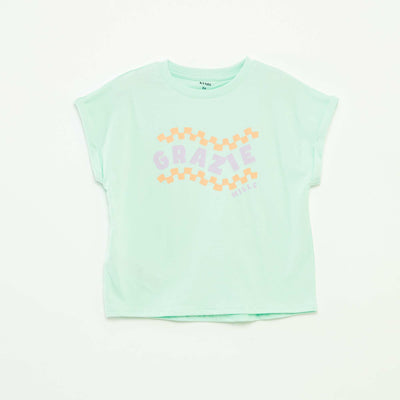 T-shirt à manches courtes avec animation BLEU