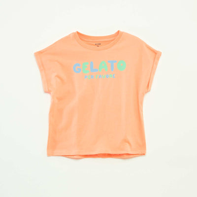 T-shirt à manches courtes avec animation ORANGE