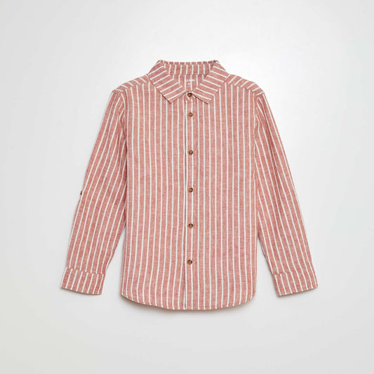 Chemise en lin mélangé ROUGE