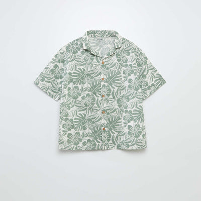 Chemise à manches courtes et col pyjama avec imprimé KAKI