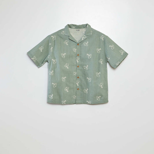 Chemise à manches courtes et col pyjama avec imprimé KAKI