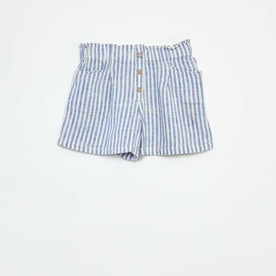 Short fluide à rayures BLEU
