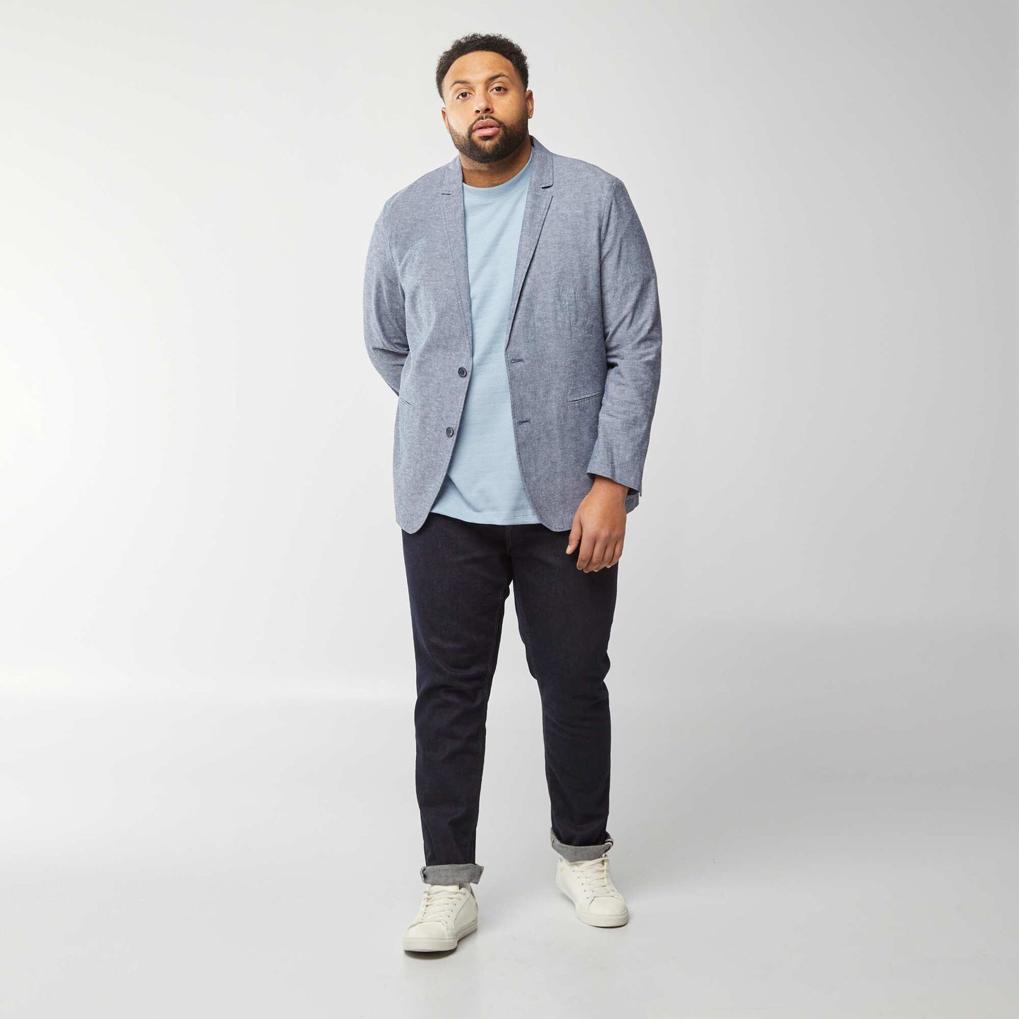 T-shirt en maille fantaisie avec manches courtes BLEU