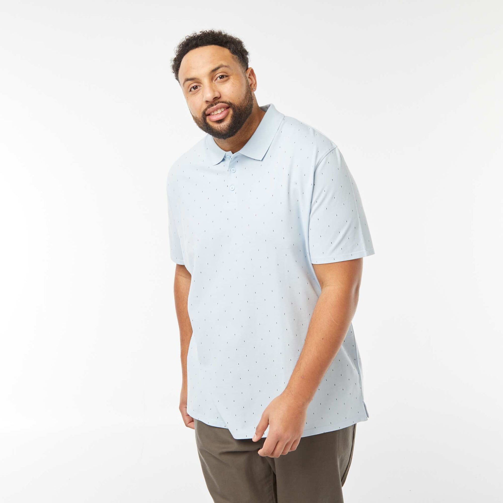 Polo à motifs en maille piquée BLEU
