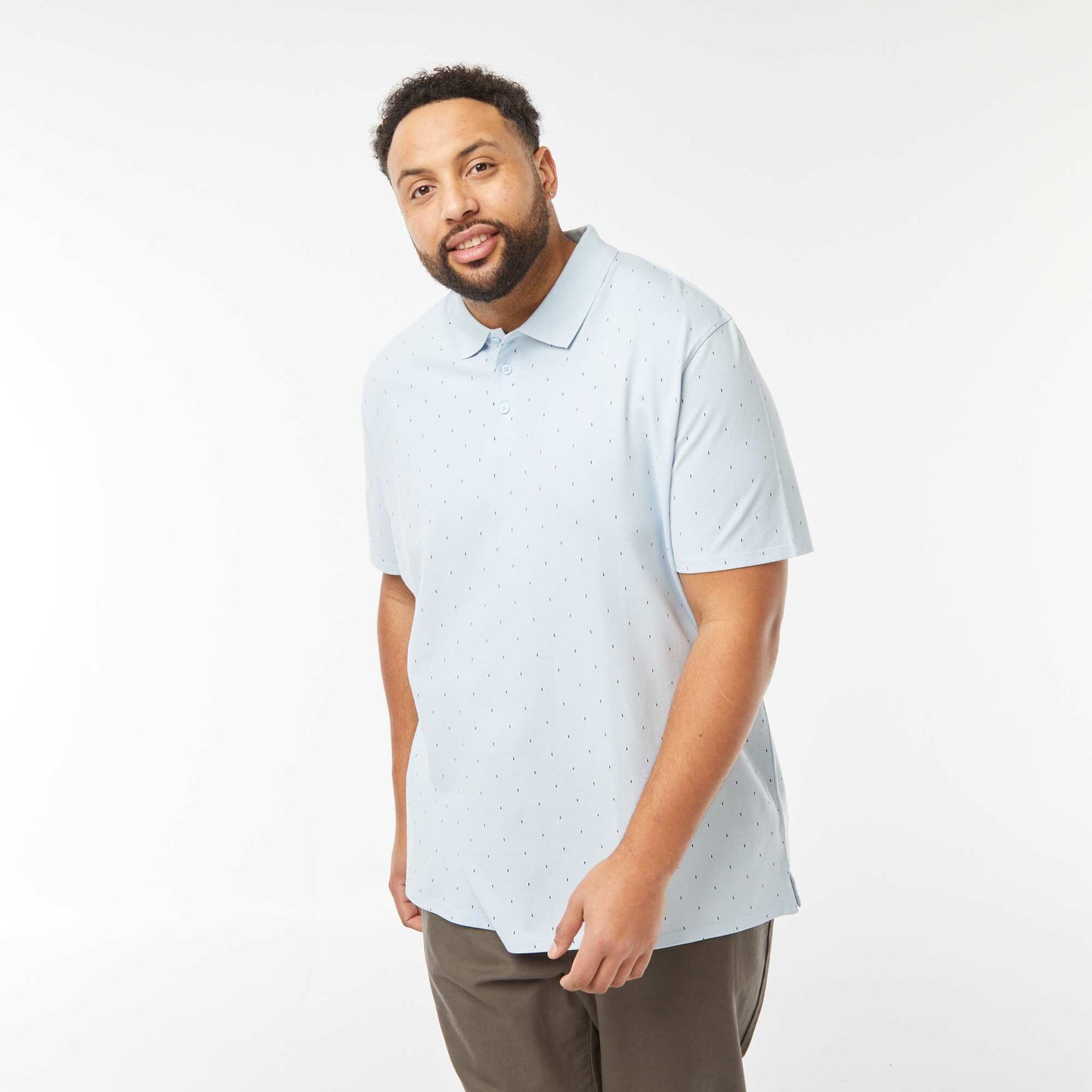 Polo à motifs en maille piquée BLEU