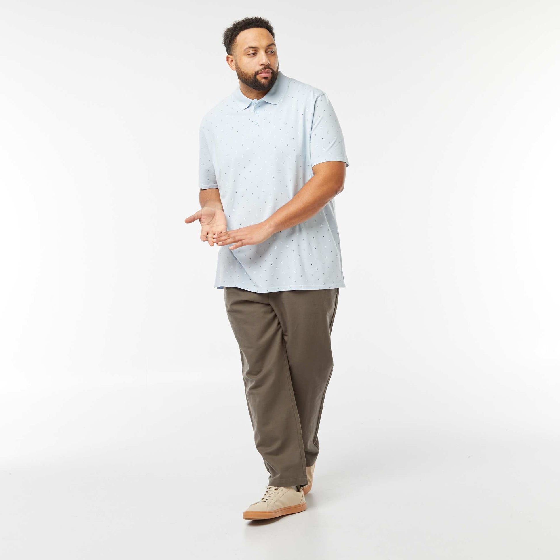 Polo à motifs en maille piquée BLEU