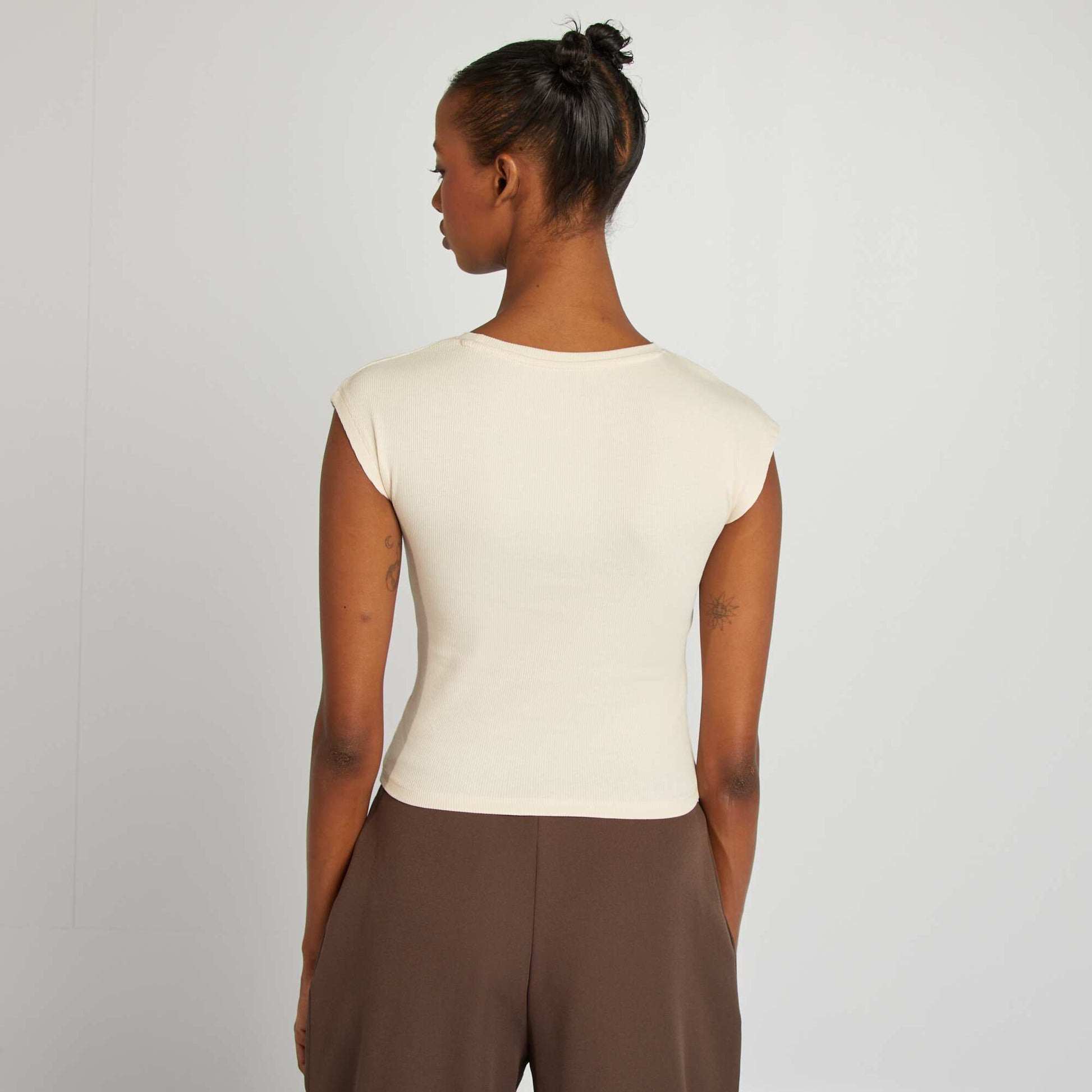 T-shirt crop top manches courtes GRIS