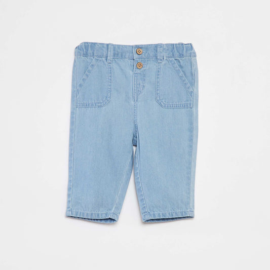 Pantalon paperbag en denim BLEU
