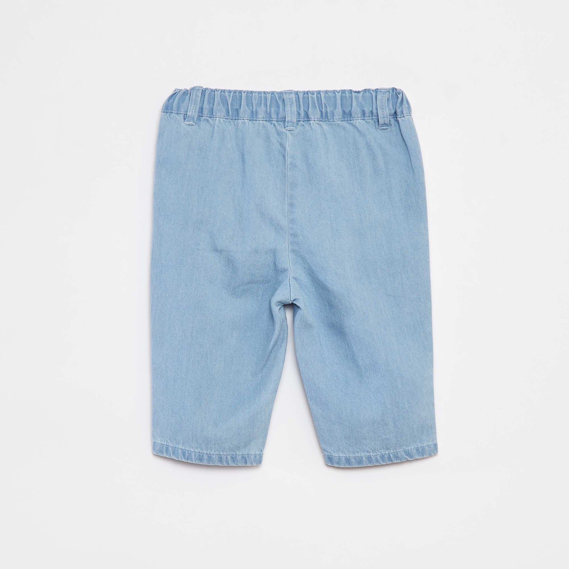 Pantalon paperbag en denim BLEU