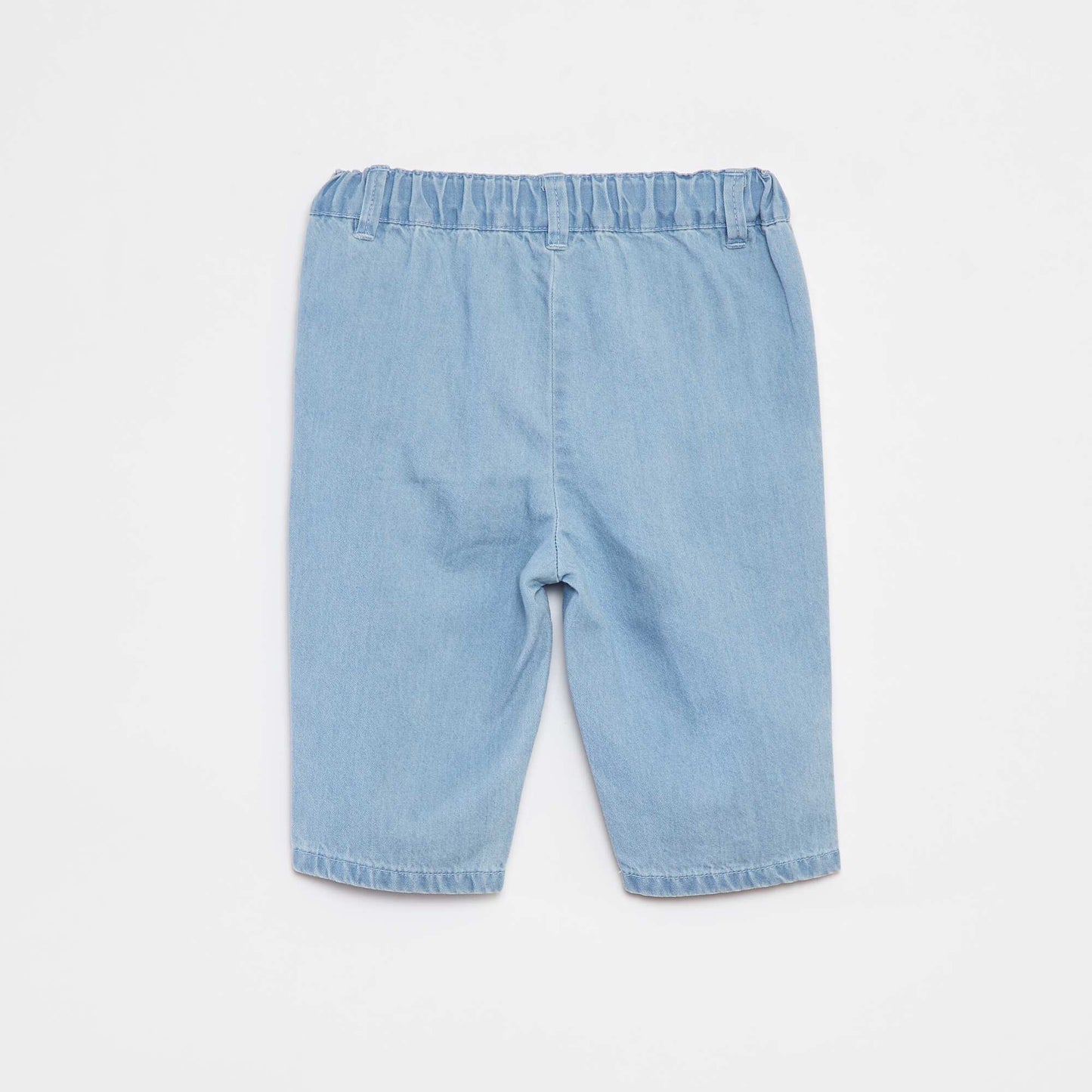 Pantalon paperbag en denim BLEU