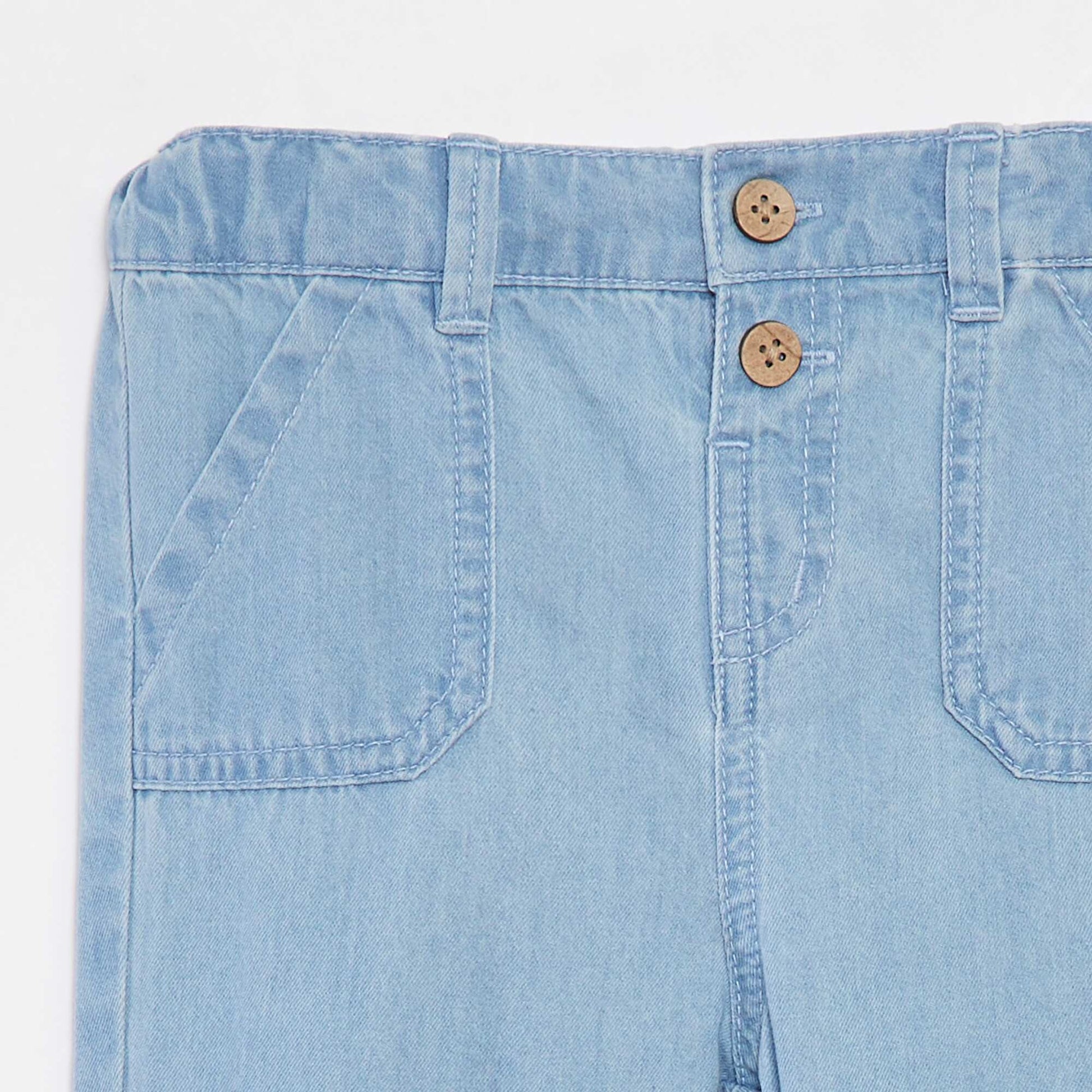 Pantalon paperbag en denim BLEU