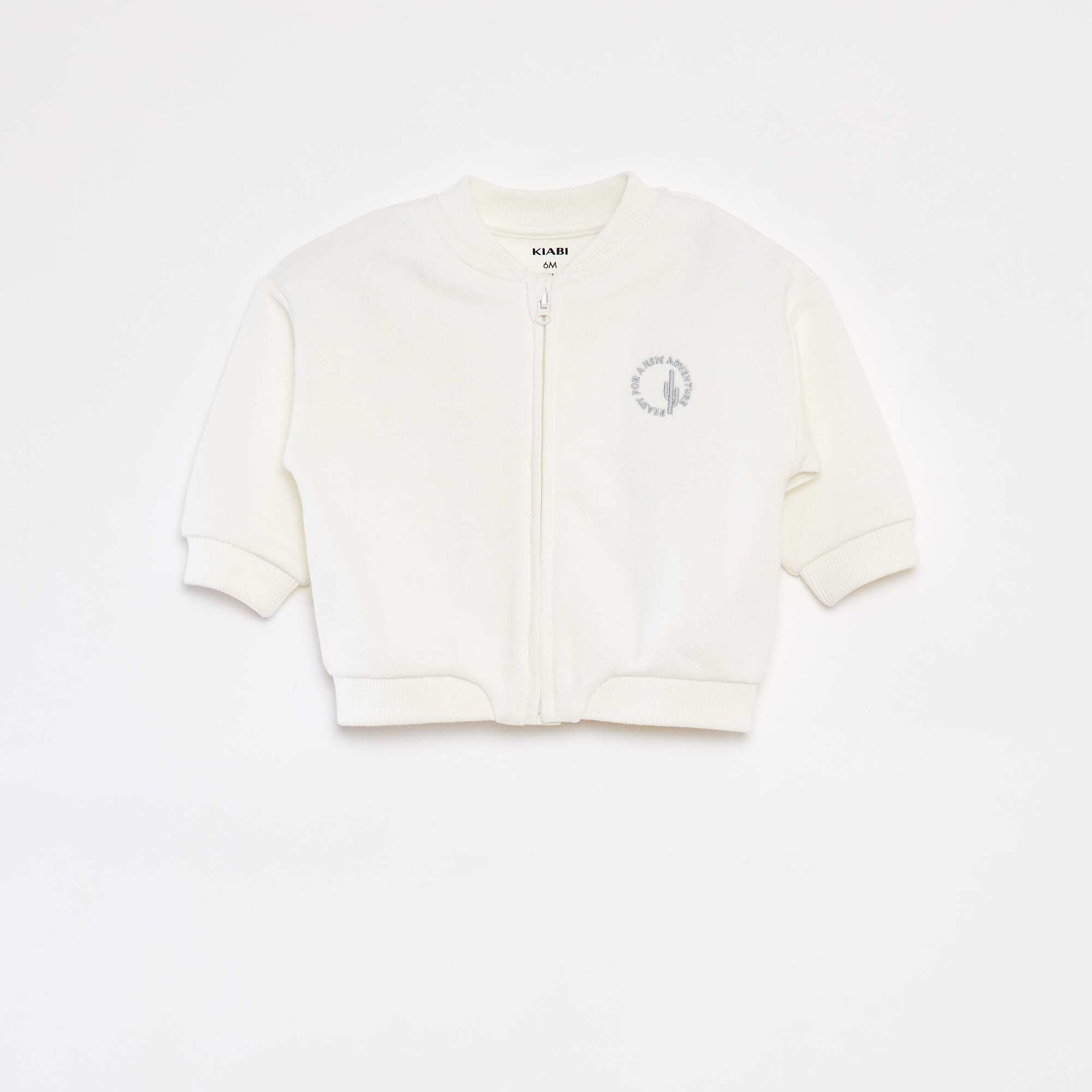 Sweat zippé uni en French Terry BLANC