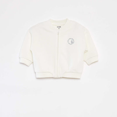 Sweat zippé uni en French Terry BLANC