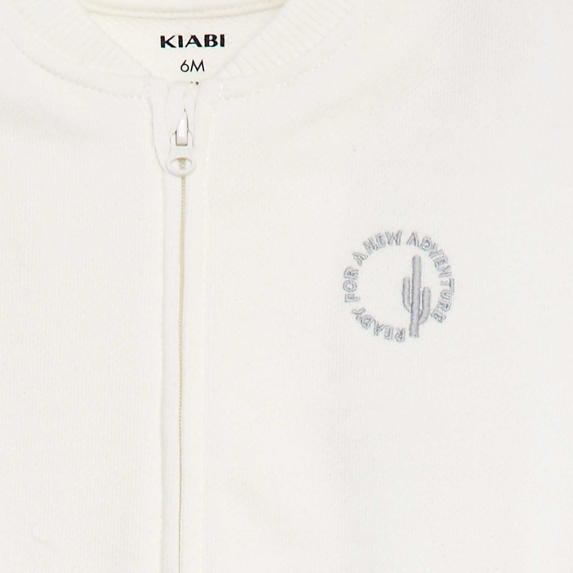 Sweat zippé uni en French Terry BLANC